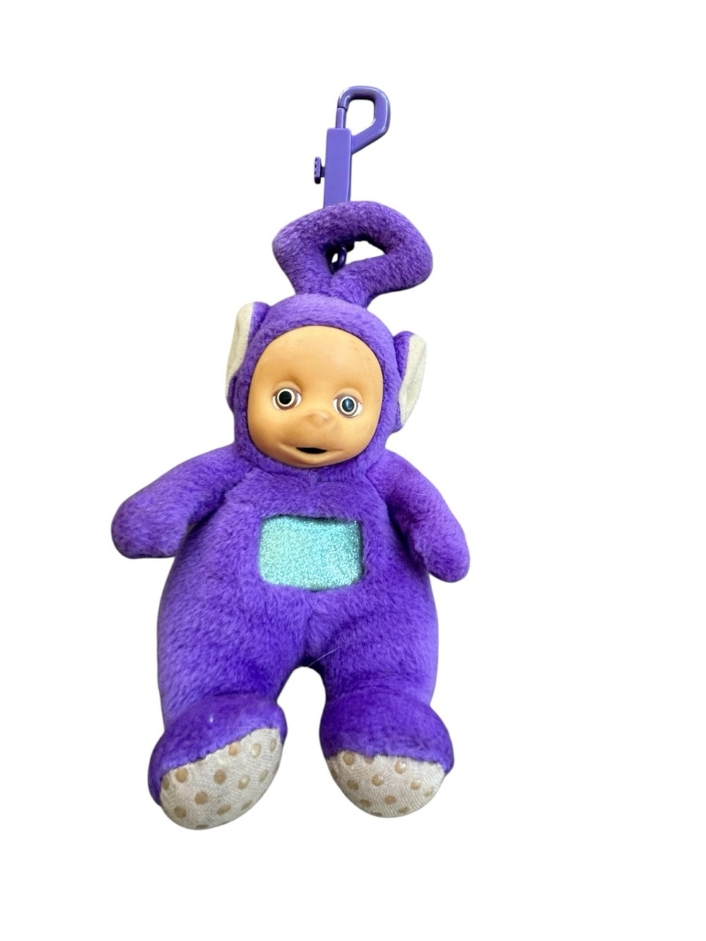 VTG 1999 Teletubbies Tinky Winky Keychain Zipper Coin Pouch 6.5" Purple Plush